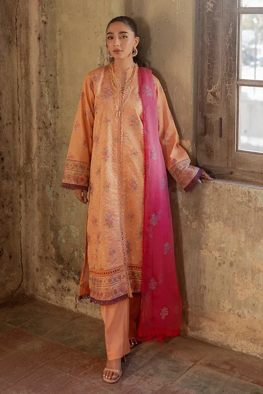 Rajbari Summer Breeze 24 Peach Chiffon – view 1 – Poshaq