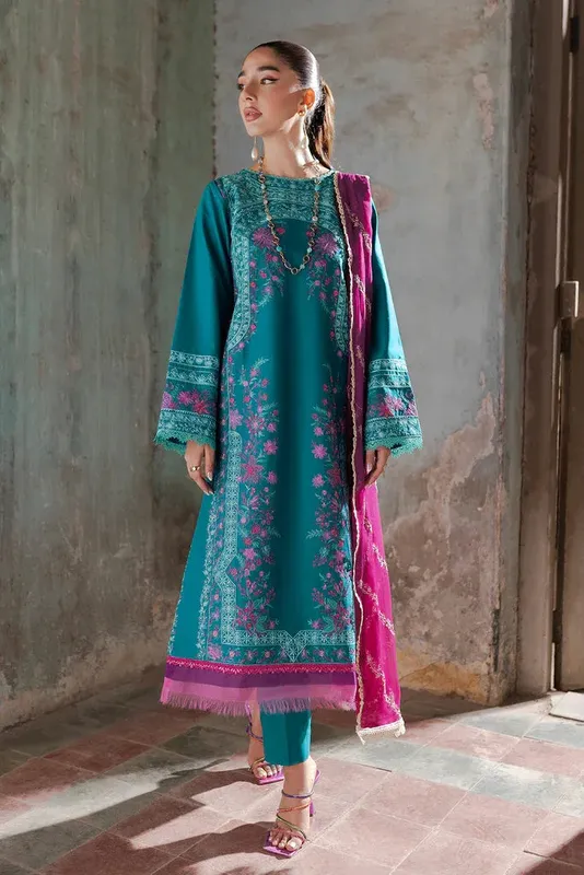 Rajbari Summer Breeze 24 Teal Chiffon – view 1 – Poshaq