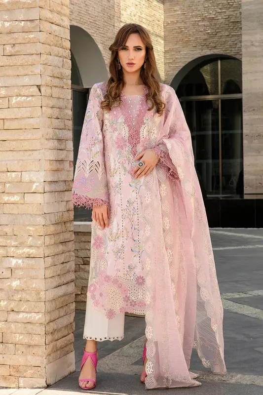 Rang Rasiya Carnation Summer 24 White Organza – view 1 – Poshaq