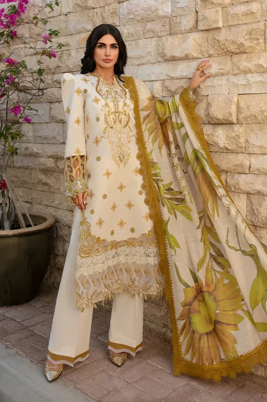 Rang Rasiya Carnation Summer 24 White Organza – view 1 – Poshaq