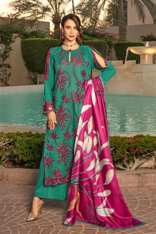 Rang Rasiya Carnation Summer 24 Green Organza – view 1 – Poshaq