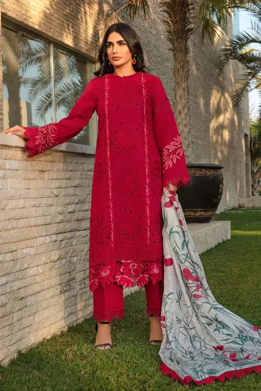 Rang Rasiya Carnation Summer 24 Red Organza – view 1 – Poshaq