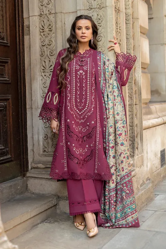 Rang Rasiya Carnation Winter Shawl Organza – view 1 – Poshaq