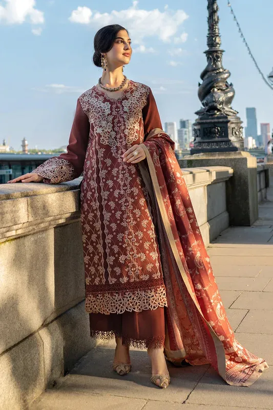 Rang Rasiya Carnation Winter Shawl Organza – view 1 – Poshaq