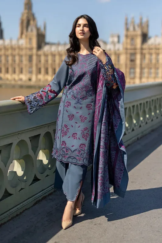 Rang Rasiya Carnation Winter Shawl Organza – view 1 – Poshaq
