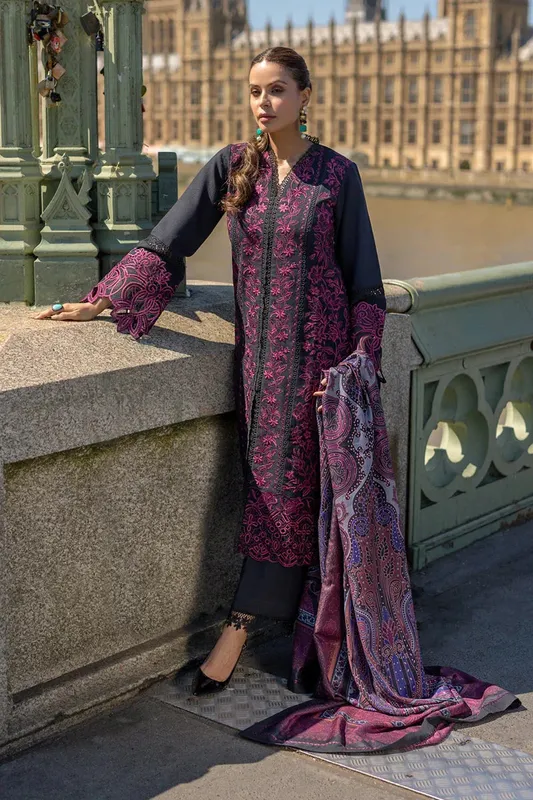 Rang Rasiya Carnation Winter Shawl Organza – view 1 – Poshaq