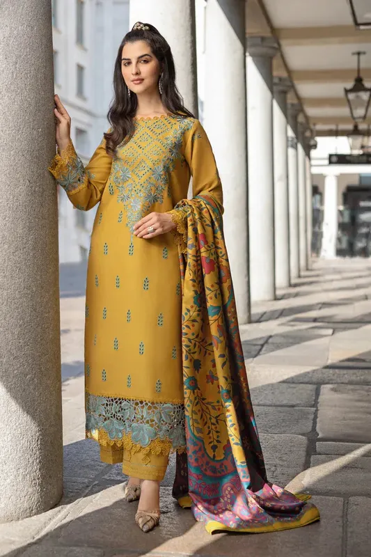 Rang Rasiya Carnation Winter Shawl Organza – view 1 – Poshaq