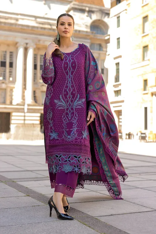 Rang Rasiya Carnation Winter Shawl Organza – view 1 – Poshaq