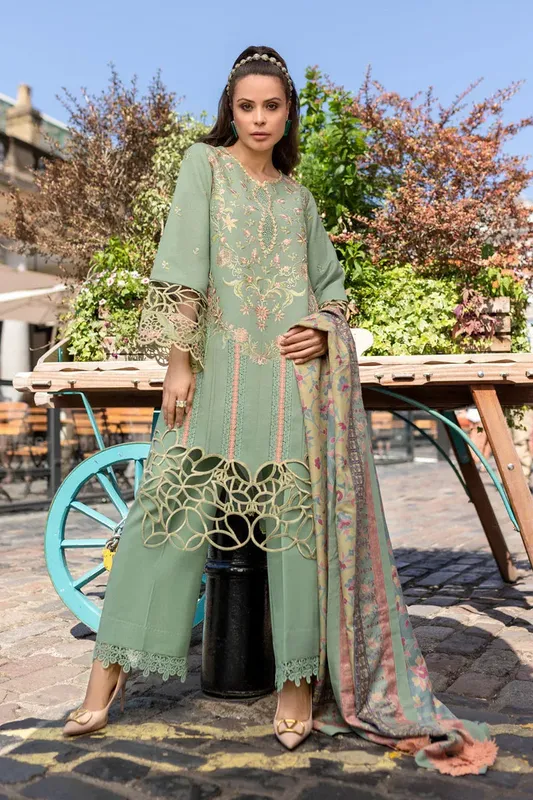 Rang Rasiya Carnation Winter Shawl Organza – view 1 – Poshaq