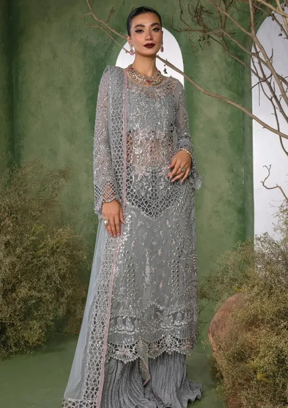 Rang Rasiya Chatoyer Wedding Formals 24 Grey Raw Silk – view 1 – Poshaq