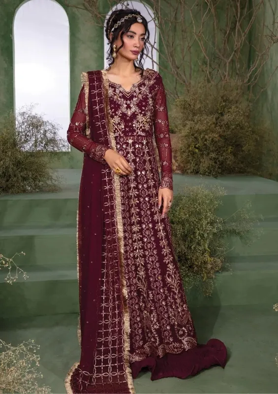 Rang Rasiya Chatoyer Wedding Formals 24 Maroon Cotton Silk – view 1 – Poshaq