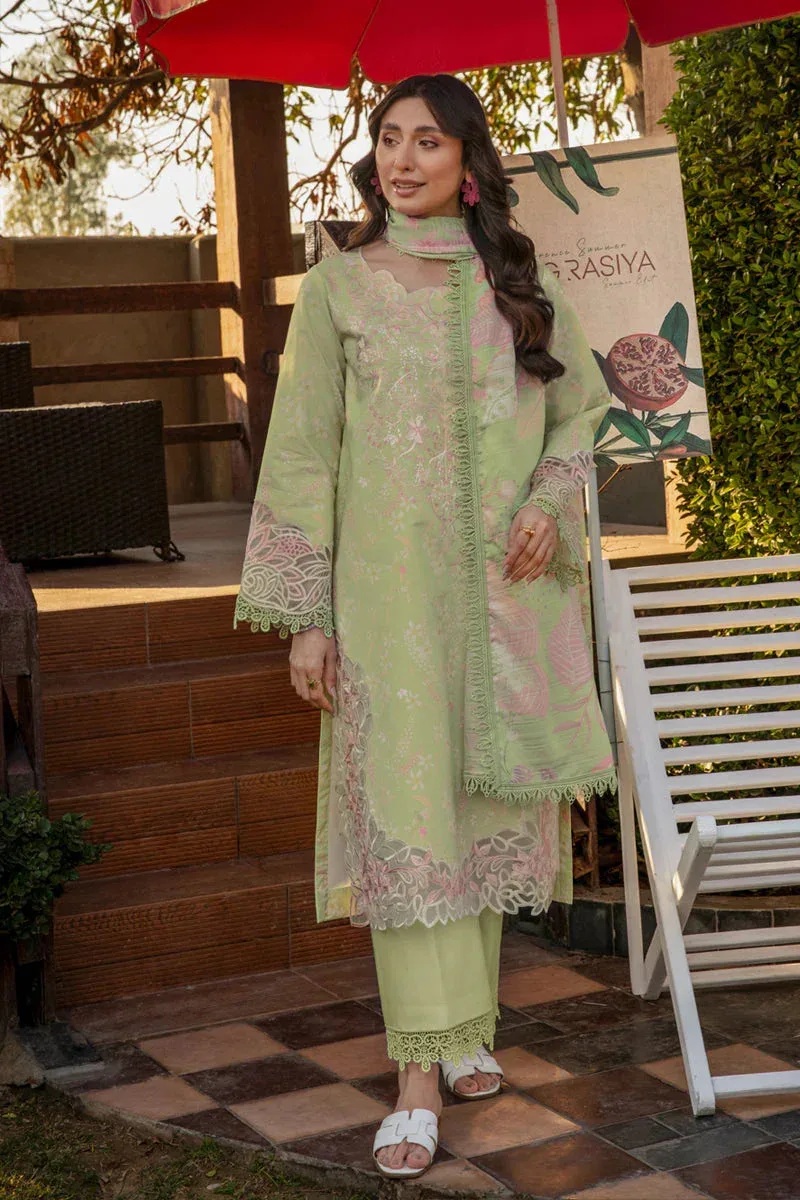 Haniya embroidered lawn suit with organza border and silk dupatta – view 5 – Poshaq