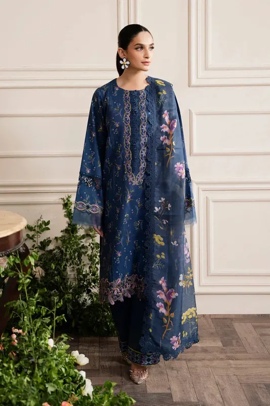 Rang Rasiya Lifestyle Embroidered Edit 24 Blue Organza – view 1 – Poshaq