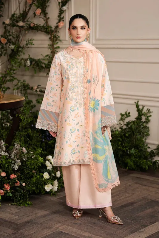 Rang Rasiya Lifestyle Embroidered Edit 24 Peach Organza – view 1 – Poshaq