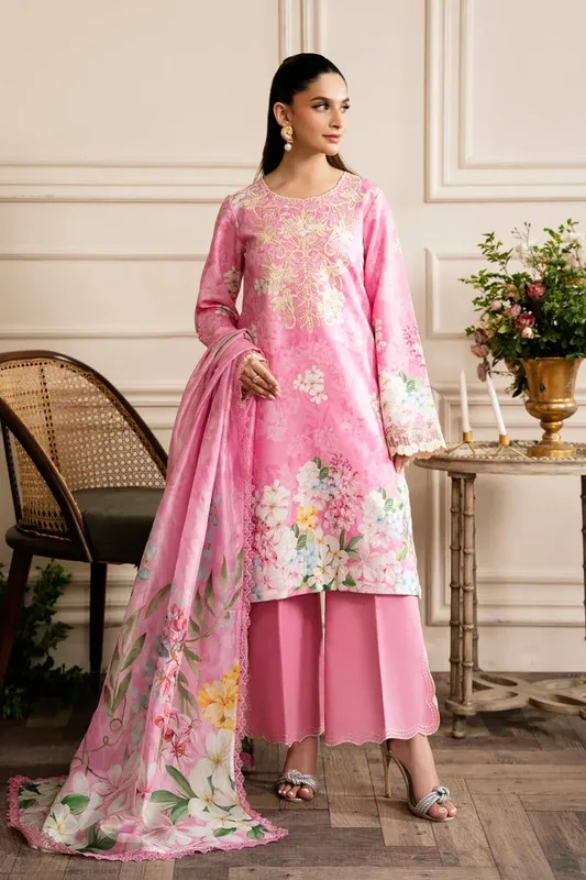 Rang Rasiya Lifestyle Embroidered Edit 24 Pink Organza – view 1 – Poshaq
