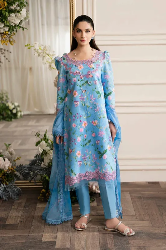 Rang Rasiya Lifestyle Embroidered Edit 24 Blue Organza – view 1 – Poshaq