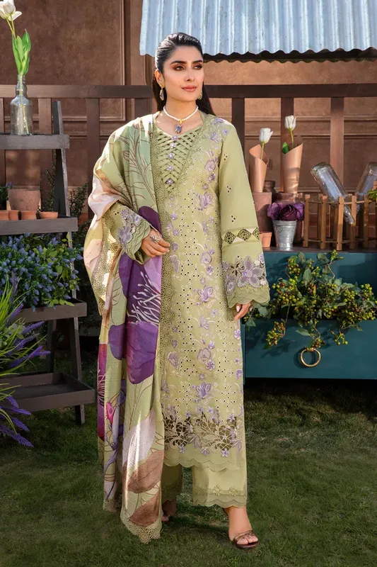 Rang Rasiya Premium Collection 24 Green Organza – view 1 – Poshaq