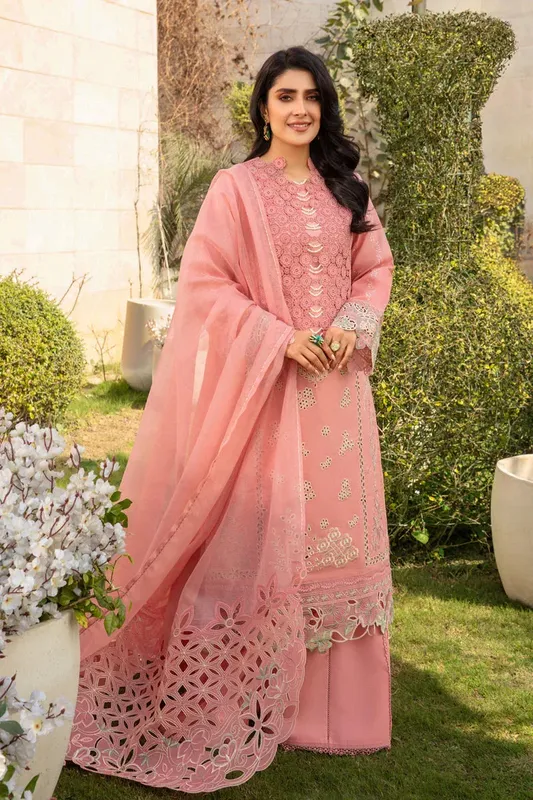 Rang Rasiya Premium Collection 24 Pink Organza – view 1 – Poshaq