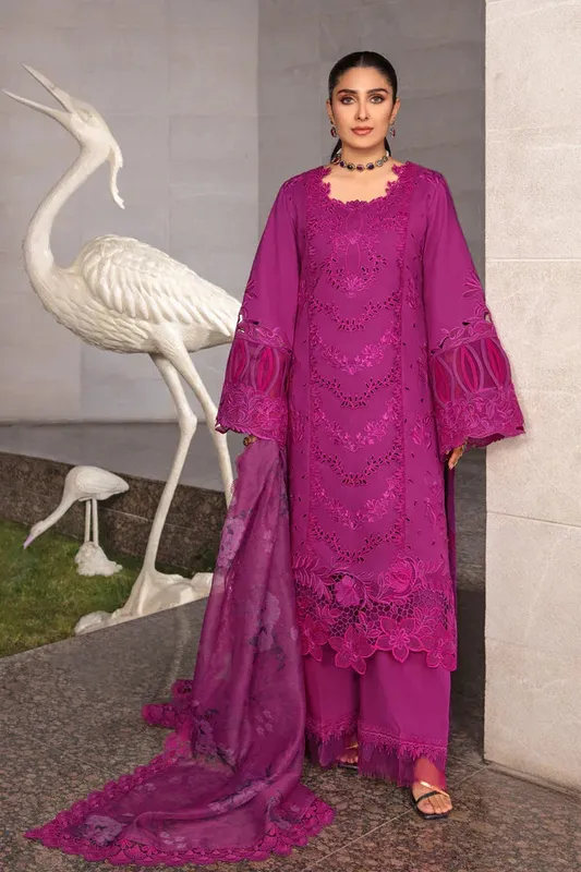 Rang Rasiya Premium Collection 24 Purple Organza – view 1 – Poshaq