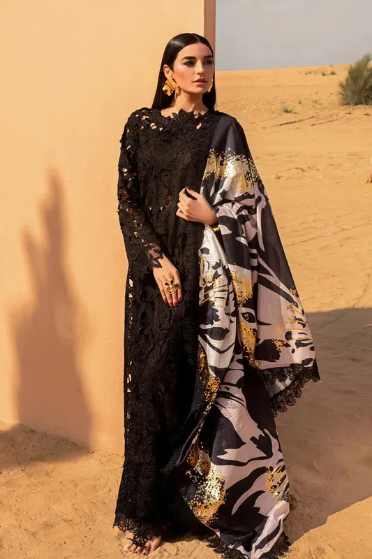 Rang Rasiya Premium Lawn 24 Black Organza – view 1 – Poshaq