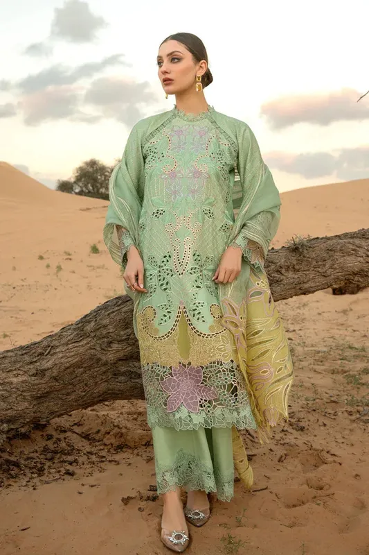 Rang Rasiya Premium Lawn 24 Green Organza – view 1 – Poshaq