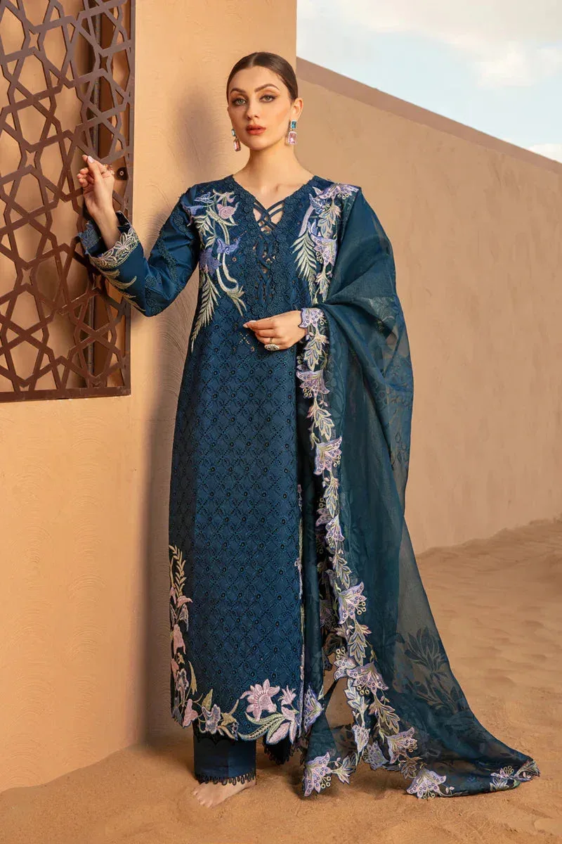Rang Rasiya Premium Lawn 24 Teal Organza – view 1 – Poshaq