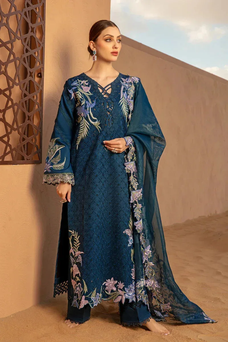 Rang Rasiya Premium Lawn 24 Teal Organza – view 2 – Poshaq