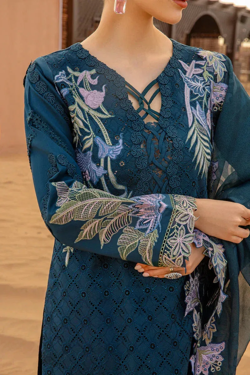 Rang Rasiya Premium Lawn 24 Teal Organza – view 4 – Poshaq