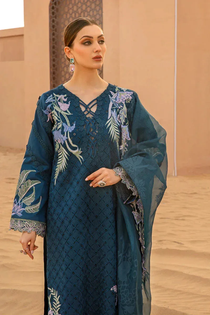 Rang Rasiya Premium Lawn 24 Teal Organza – view 6 – Poshaq