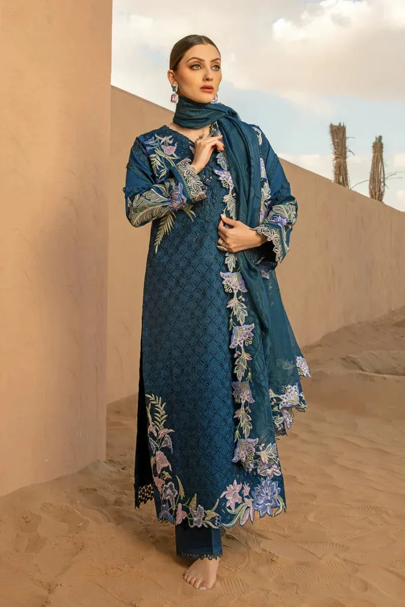 Rang Rasiya Premium Lawn 24 Teal Organza – view 8 – Poshaq