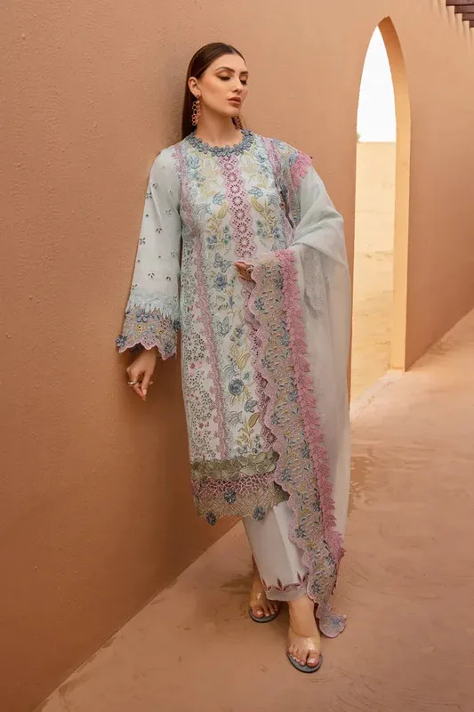 Rang Rasiya Premium Lawn 24 Grey Organza – view 1 – Poshaq