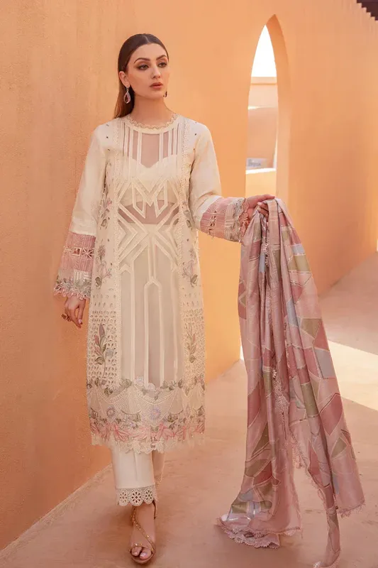 Rang Rasiya Premium Lawn 24 Cream Organza – view 1 – Poshaq
