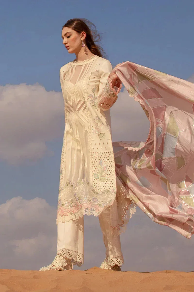 Rang Rasiya Premium Lawn 24 Cream Organza – view 4 – Poshaq