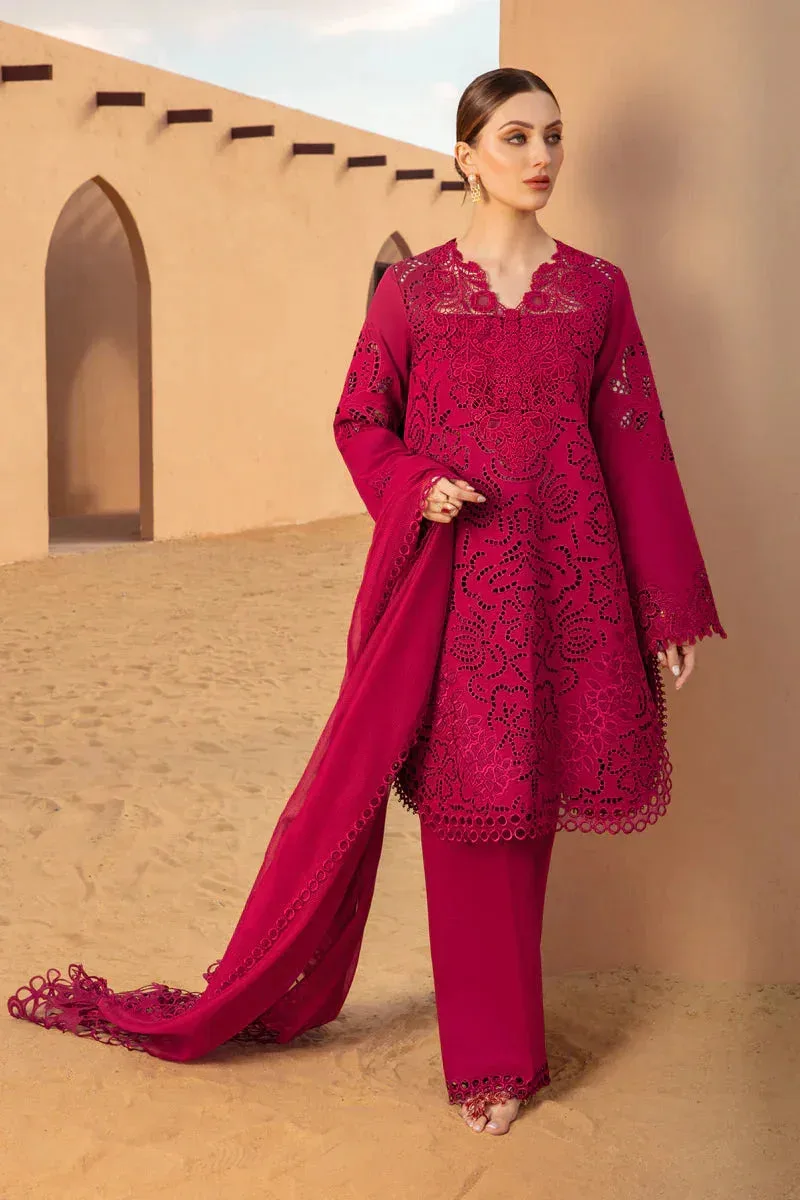 Rang Rasiya Premium Lawn 24 Maroon Organza – view 1 – Poshaq