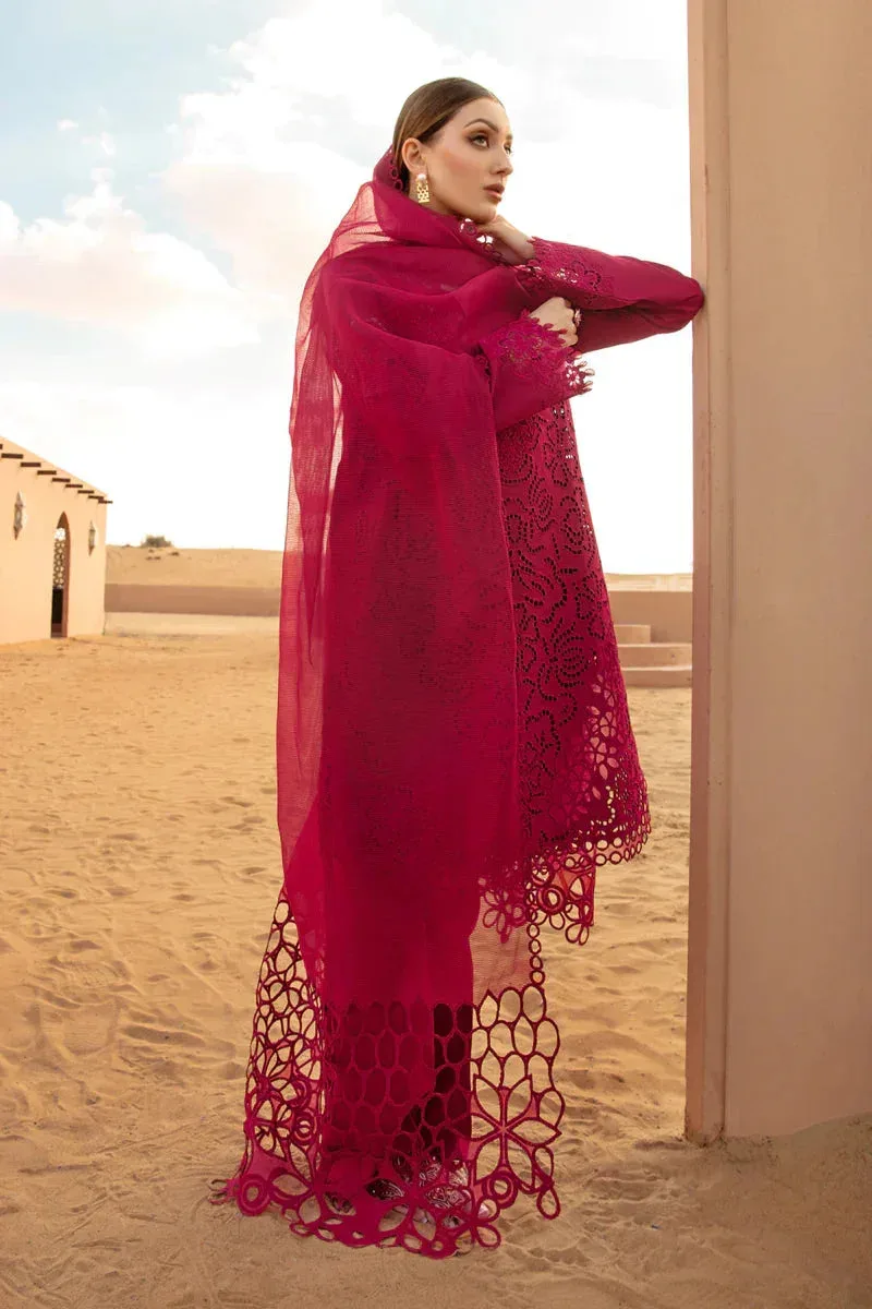 Rang Rasiya Premium Lawn 24 Maroon Organza – view 2 – Poshaq