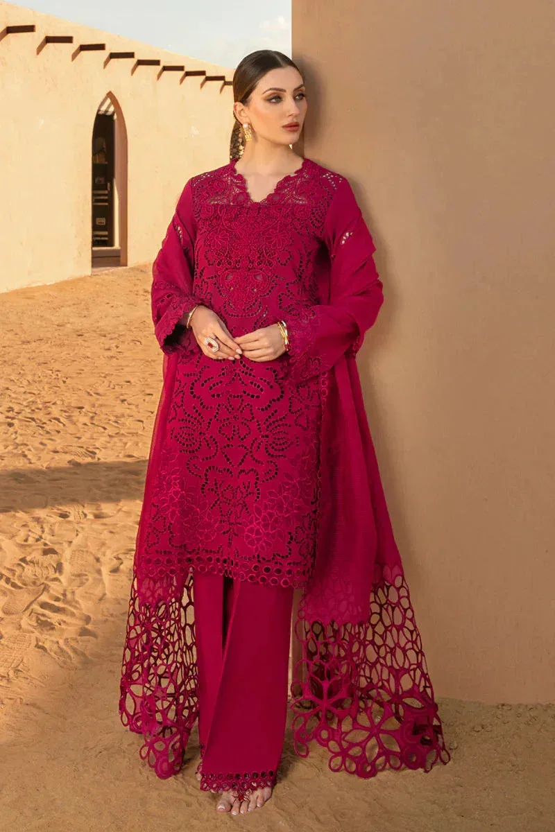 Rang Rasiya Premium Lawn 24 Maroon Organza – view 3 – Poshaq