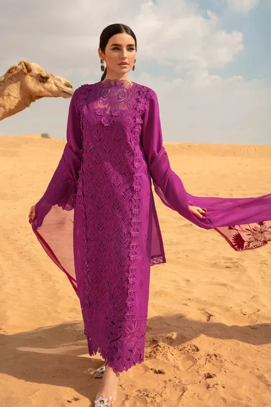 Rang Rasiya Premium Lawn 24 Purple Organza – view 1 – Poshaq