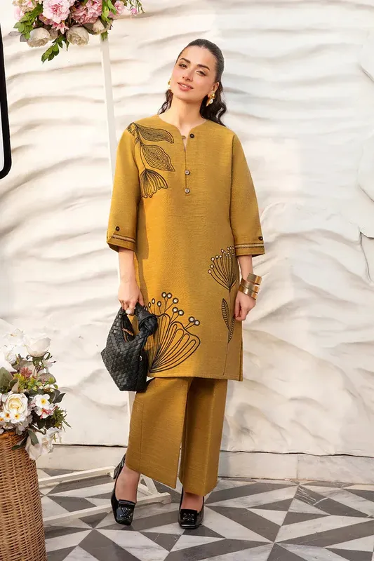 Rang Rasiya Winter Pret '24 Mustard Khaddar – view 1 – Poshaq