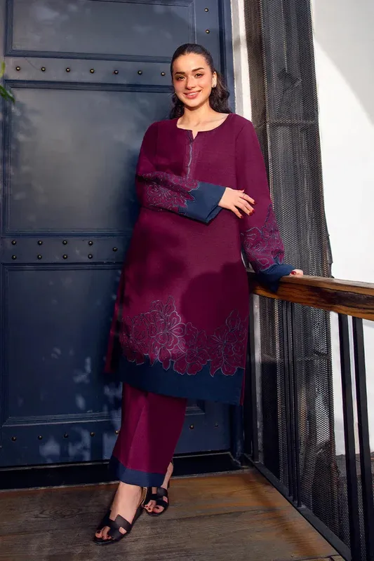 Rang Rasiya Winter Pret '24 Plum Khaddar – view 1 – Poshaq