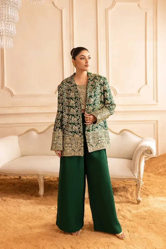 Vanya Marlene Formals Dark Green Raw Silk – view 1 – Poshaq