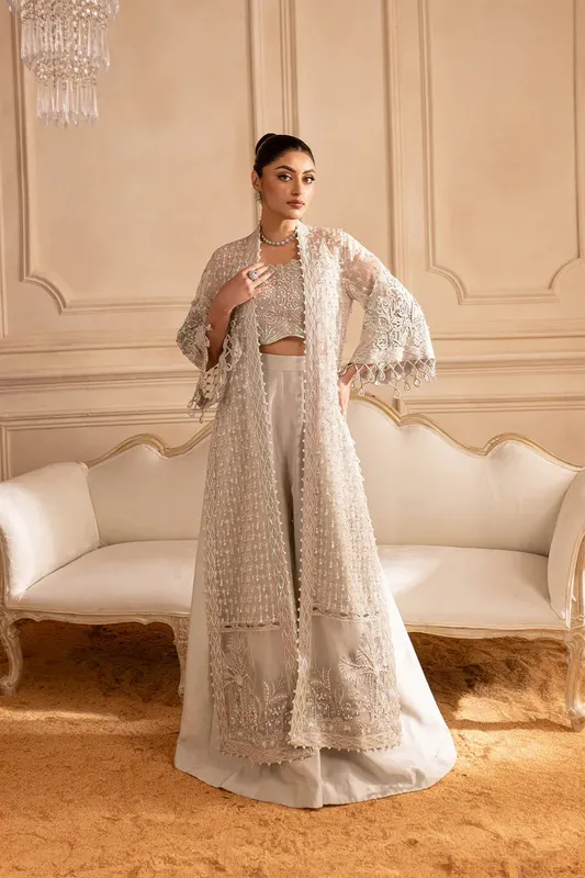 Vanya Marlene Formals Pastel Gray Organza – view 1 – Poshaq