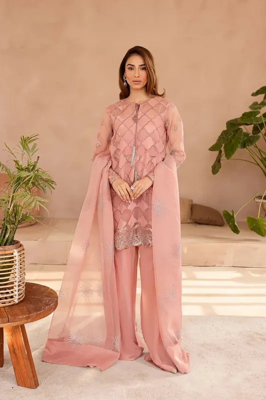 Vanya Veranda Fromals Pink Organza – view 1 – Poshaq