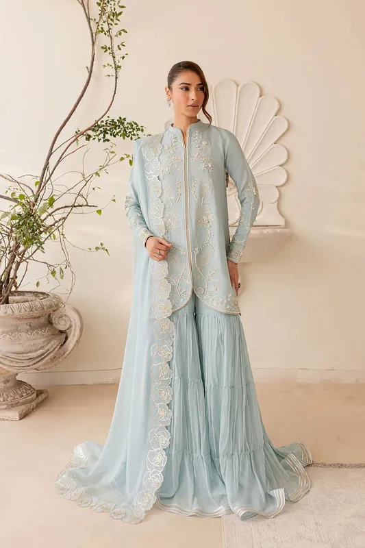 Vanya Veranda Fromals Light Blue Chiffon – view 1 – Poshaq
