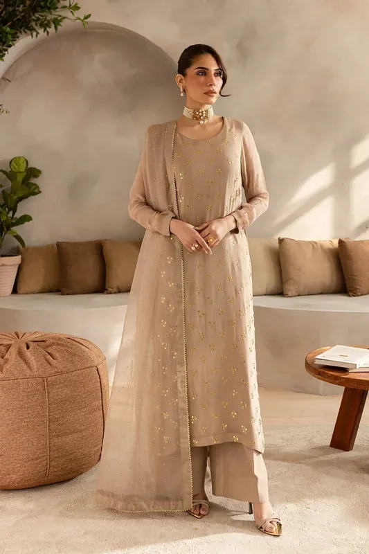Vanya Kaya Formals Coffee Raw Silk – view 1 – Poshaq