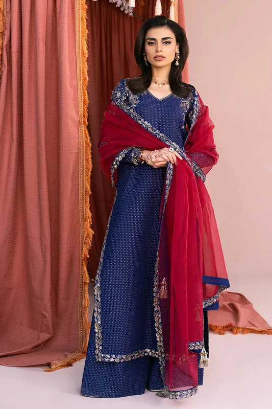 Vanya Fareesha Formals Blue Jacquard – view 1 – Poshaq