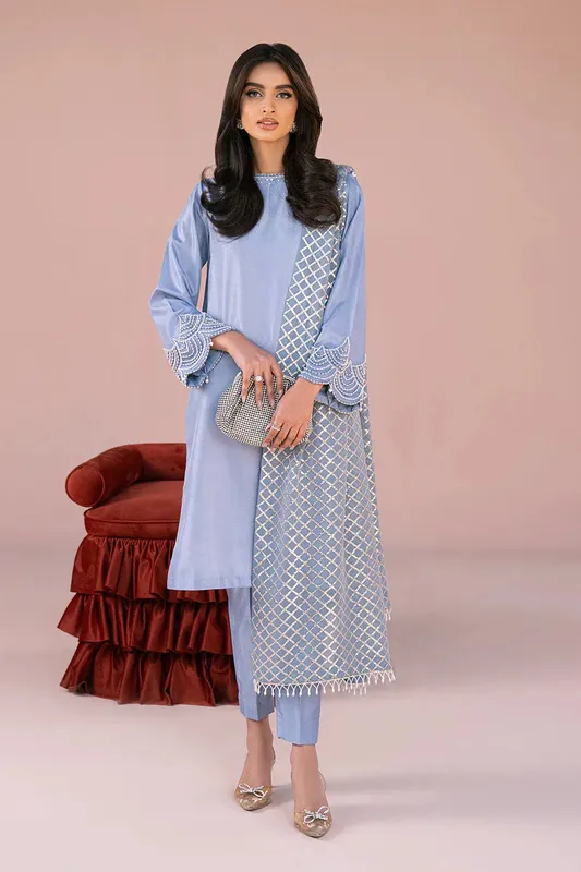 Vanya Fareesha Formals Blue Chiffon – view 1 – Poshaq
