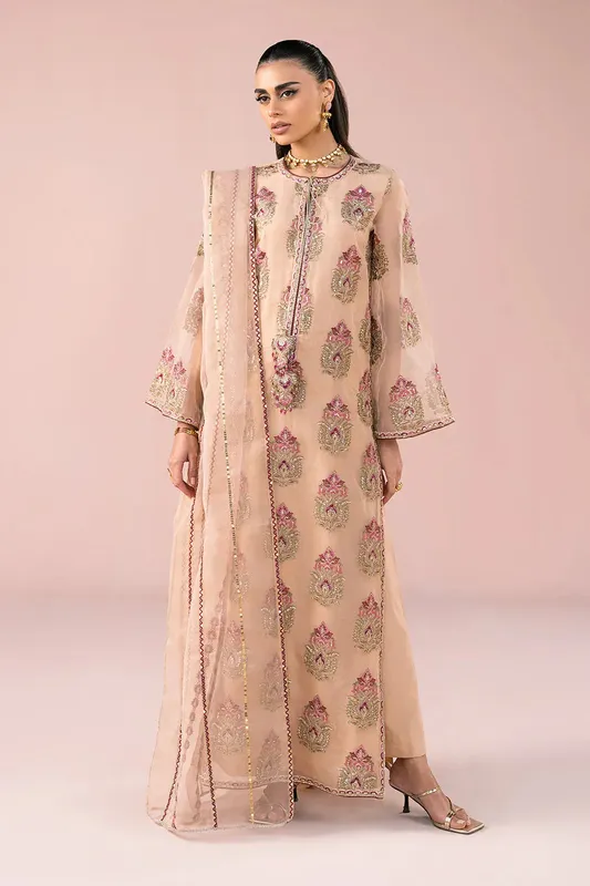 Vanya Fareesha Formals Peach Raw Silk – view 1 – Poshaq