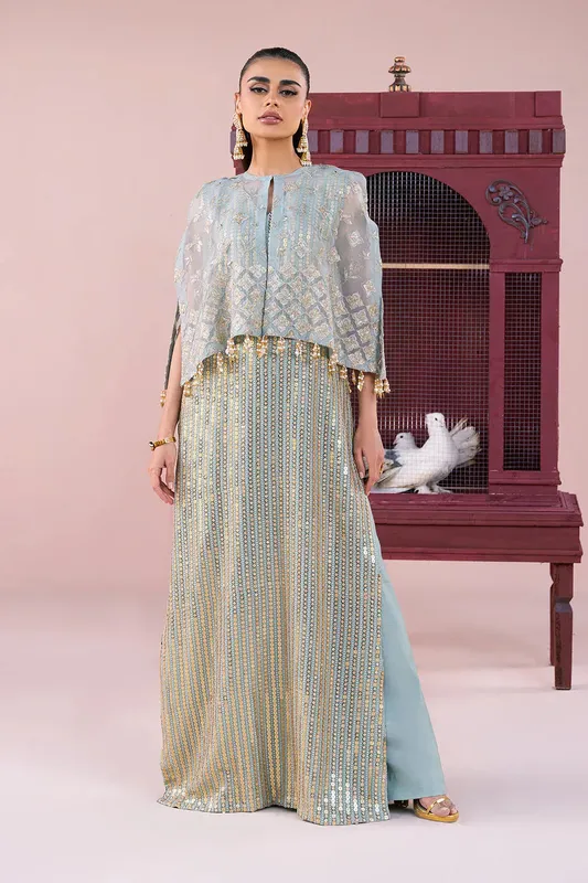 Vanya Fareesha Formals Mint Raw Silk – view 1 – Poshaq