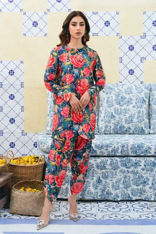 Vanya Co-Ords 24 Blue Silk – view 1 – Poshaq