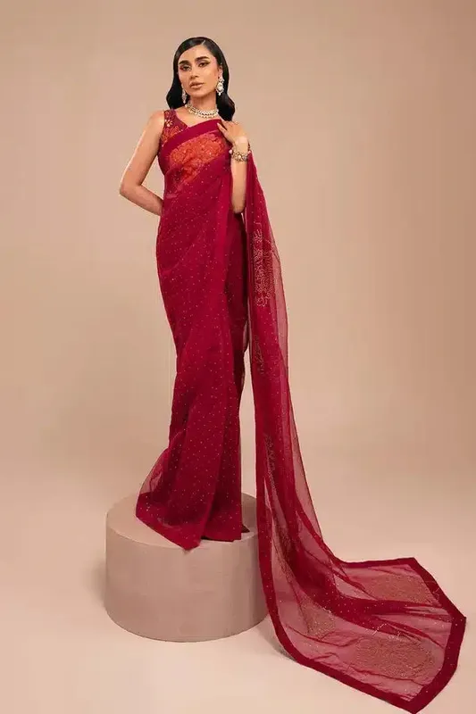 Vanya Mishri Exclusive Wedding 23 Red Raw Silk – view 1 – Poshaq